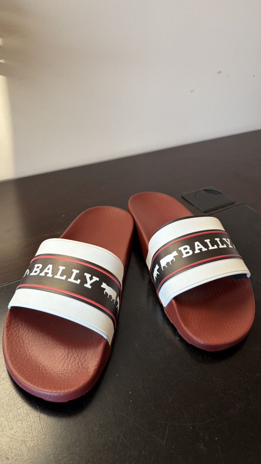 Bally Bally Anibally Rubber Slides – White/Black/Red – Size US 9 Size US 9 / EU 42 - 2 Thumbnail