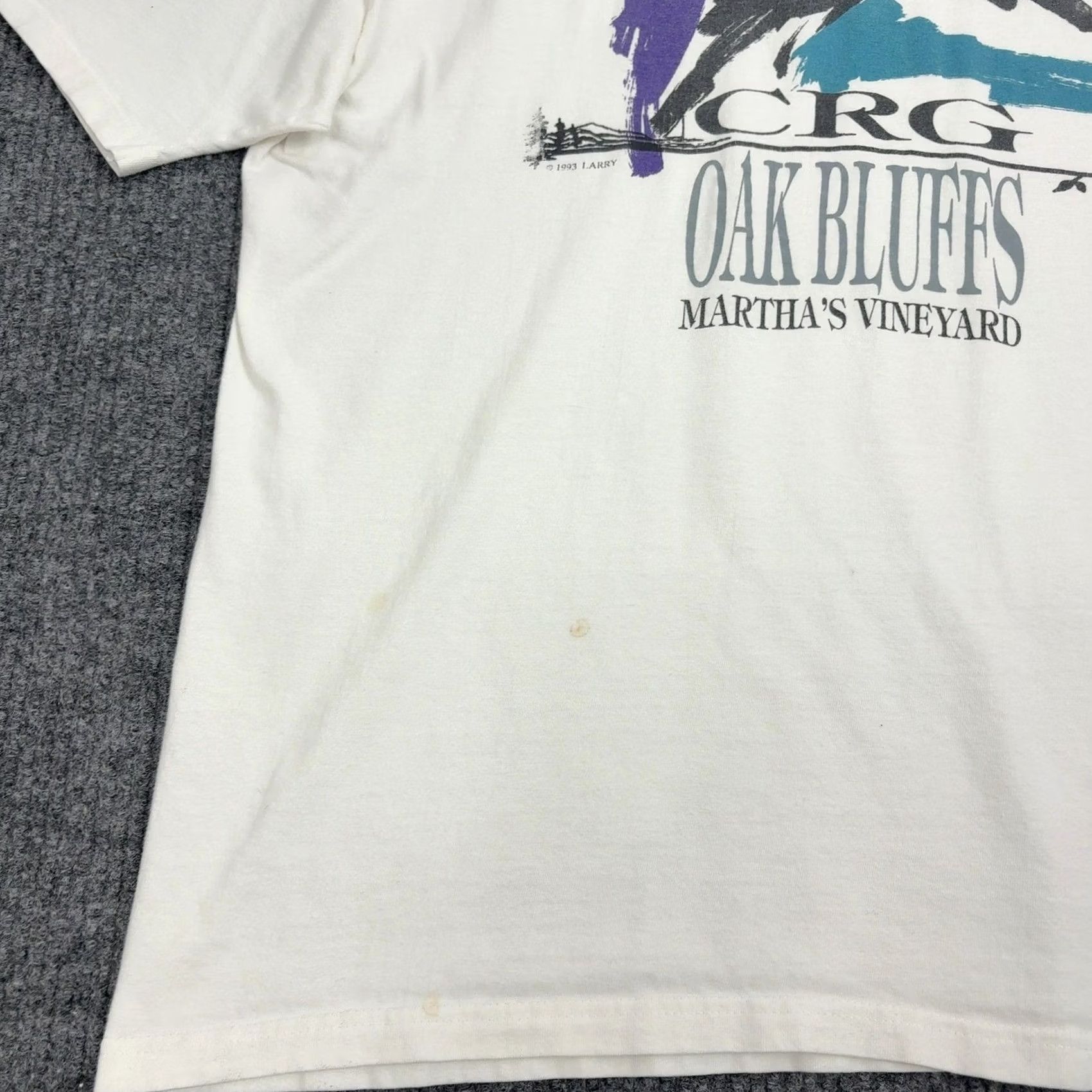 Hanes VINTAGE Hanes T Shirt Mens 2XL White Cotton Martha's Vineyard Oak Bluffs 90s Graphic Tee Mens Size US XXL / EU 58 / 5 - 2 Thumbnail