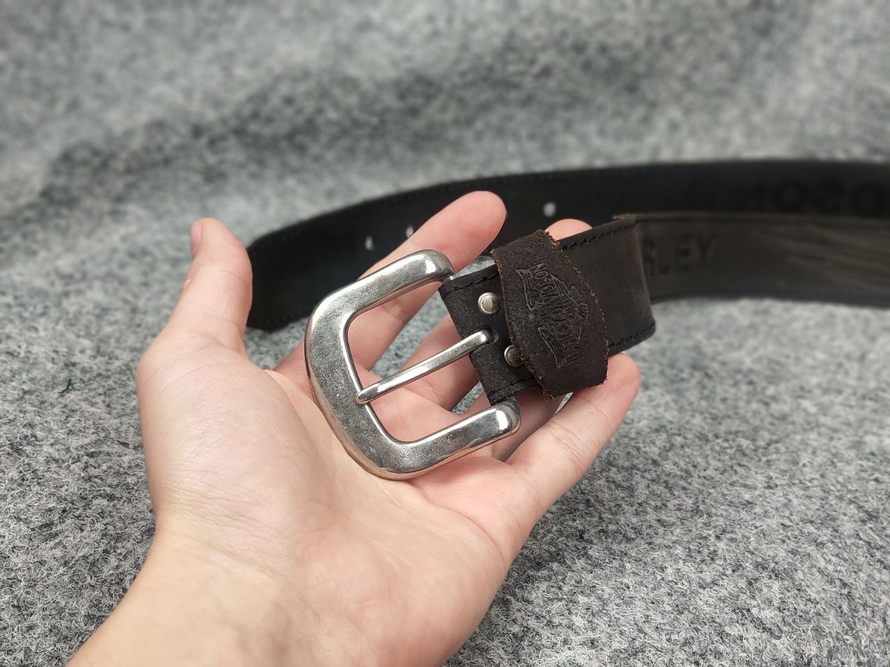 Harley Davidson Vintage Harley Davidson Logo Motor Dark Brown Leather Belt Size ONE SIZE - 5 Thumbnail