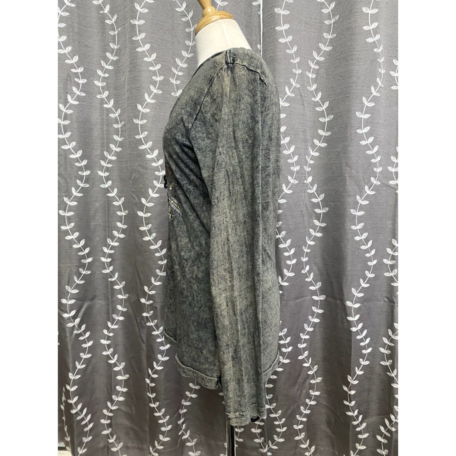 Affliction Affliction T-Shirt Woman Lace Shear Front Long Sleeve Crew Neck Gray L Size L / US 10 / IT 46 - 3 Thumbnail