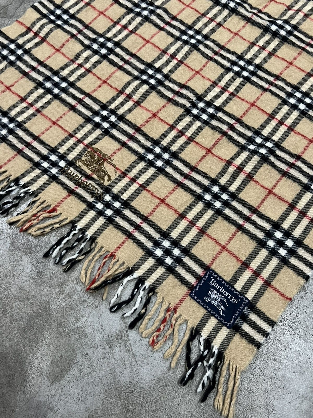 Burberry Vintage Burberrys Nova Check Plaid Wool Tassel Scarf Size ONE SIZE - 4 Thumbnail