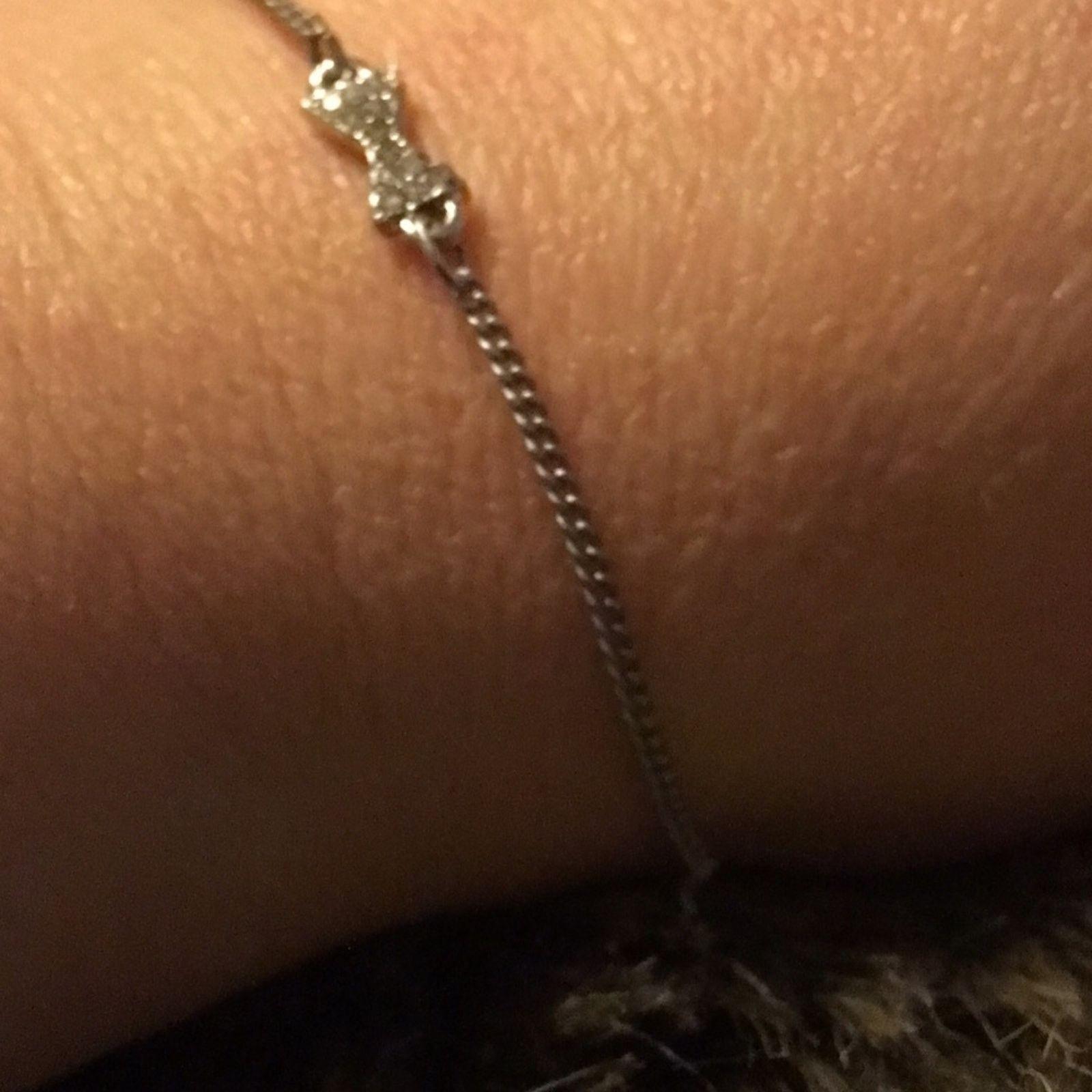 Jewelry Dainty rhinestone bow silver chain bracelet Size ONE SIZE - 2 Thumbnail