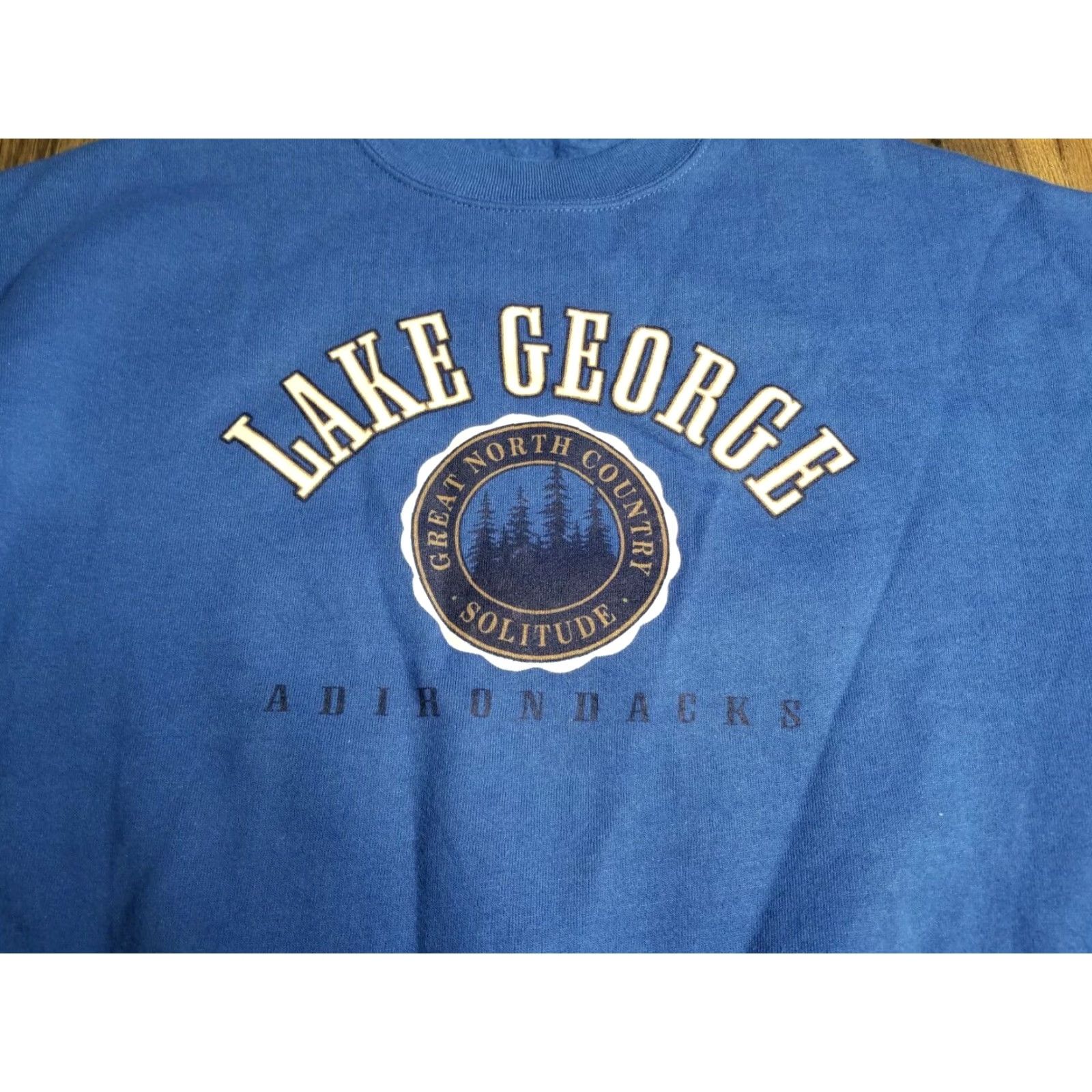 George VTG Mens 2XL Lake George Adirondack Mtns Moose Crew Neck Sweatshirt Shirt Men Blue 90s Vintage Size US XXL / EU 58 / 5 - 3 Thumbnail