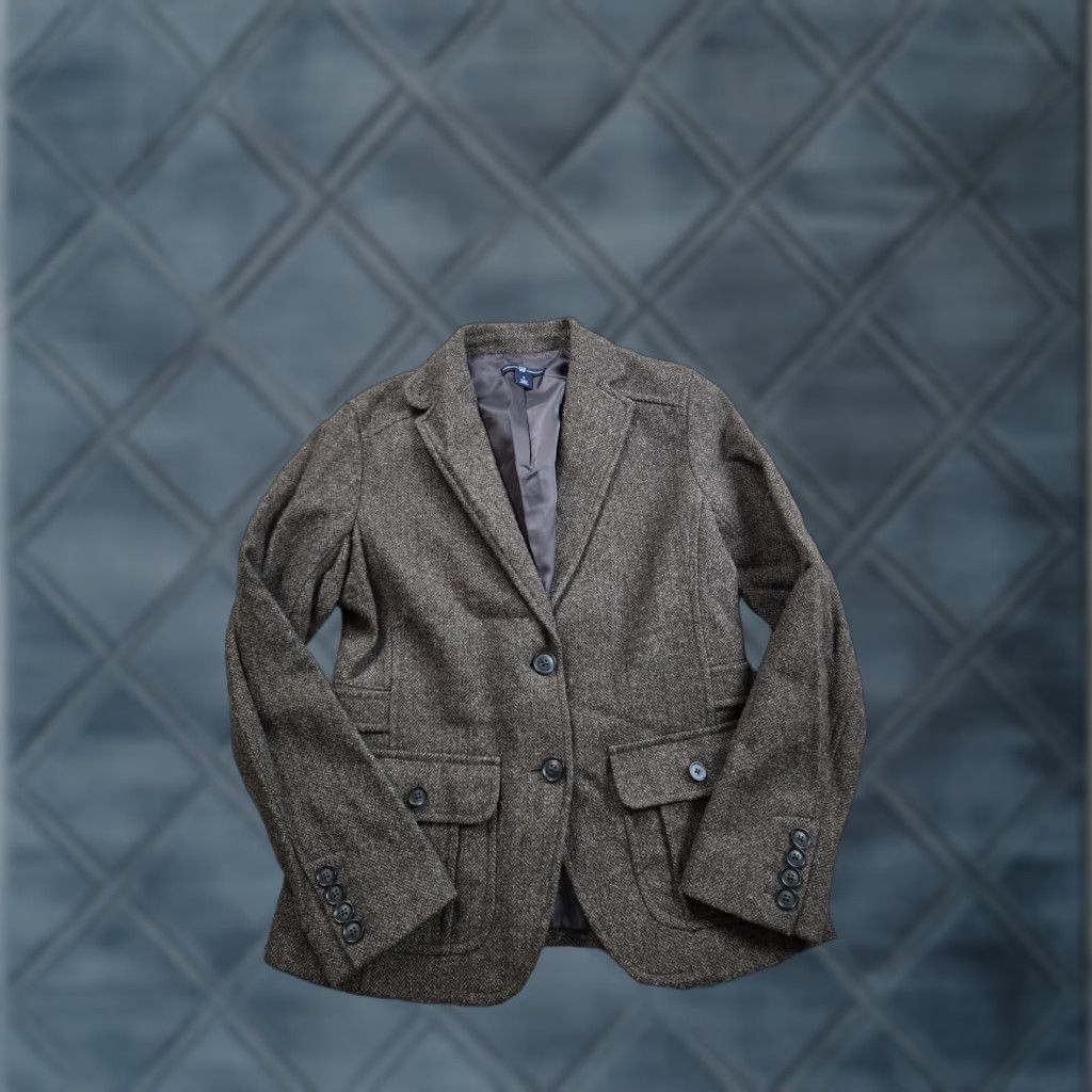 Gap Gap Blazer Womens 6 Brown Wool Herringbone Tweed Single Breasted Jacket Pockets Size M / US 6-8 / IT 42-44 - 1 Thumbnail