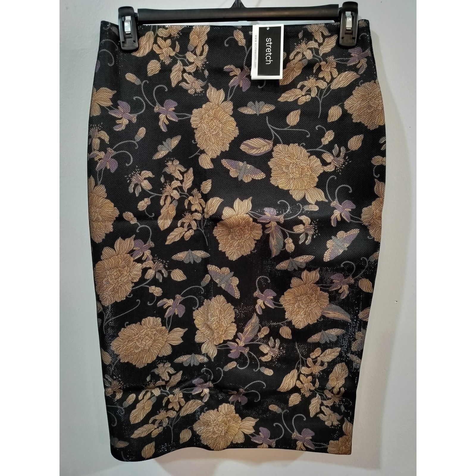 Other Eci New York Floral Mesh Pencil Skirt Black Beige Size 10 Size 32" / US 10 / IT 46 - 1 Thumbnail