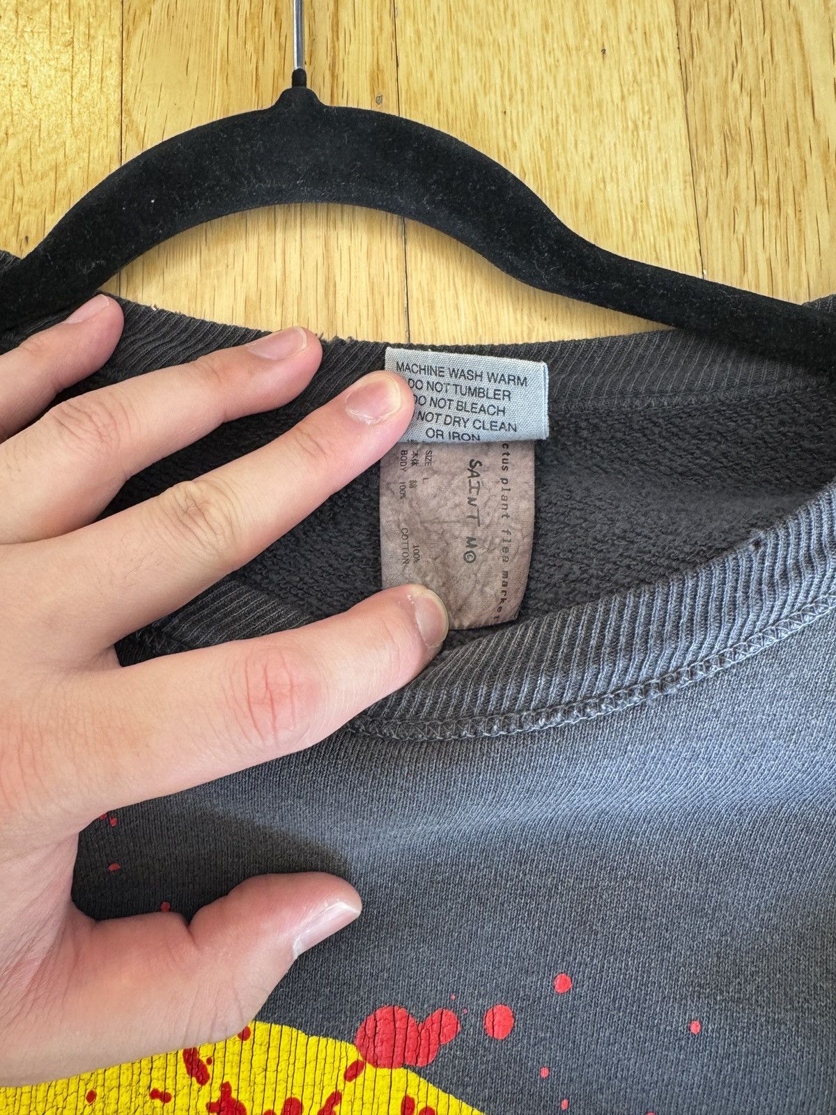 Cactus Plant Flea Market × Saint Michael Saint Michael x CPFM Smiley Sweatshirt Washed Grey L Size US L / EU 52-54 / 3 - 5 Thumbnail