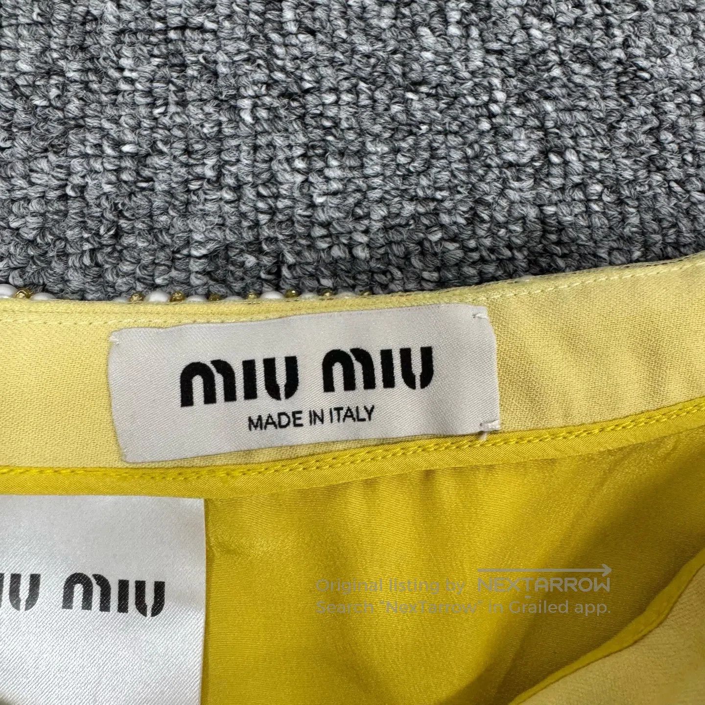 Miu Miu miu miu Milk yellow, heavy-duty, pearl and water diamond, Size S / US 4 / IT 40 - 5 Thumbnail