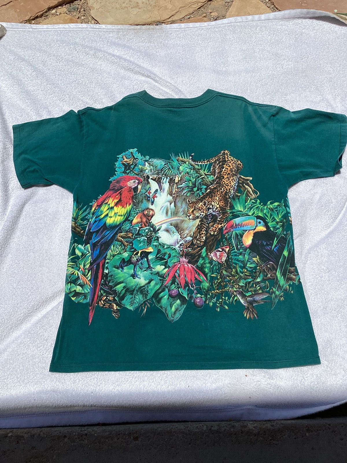 Vintage Vtg 90s rainforest aop green single stitch habitat Tee Size US XL / EU 56 / 4 - 3 Thumbnail