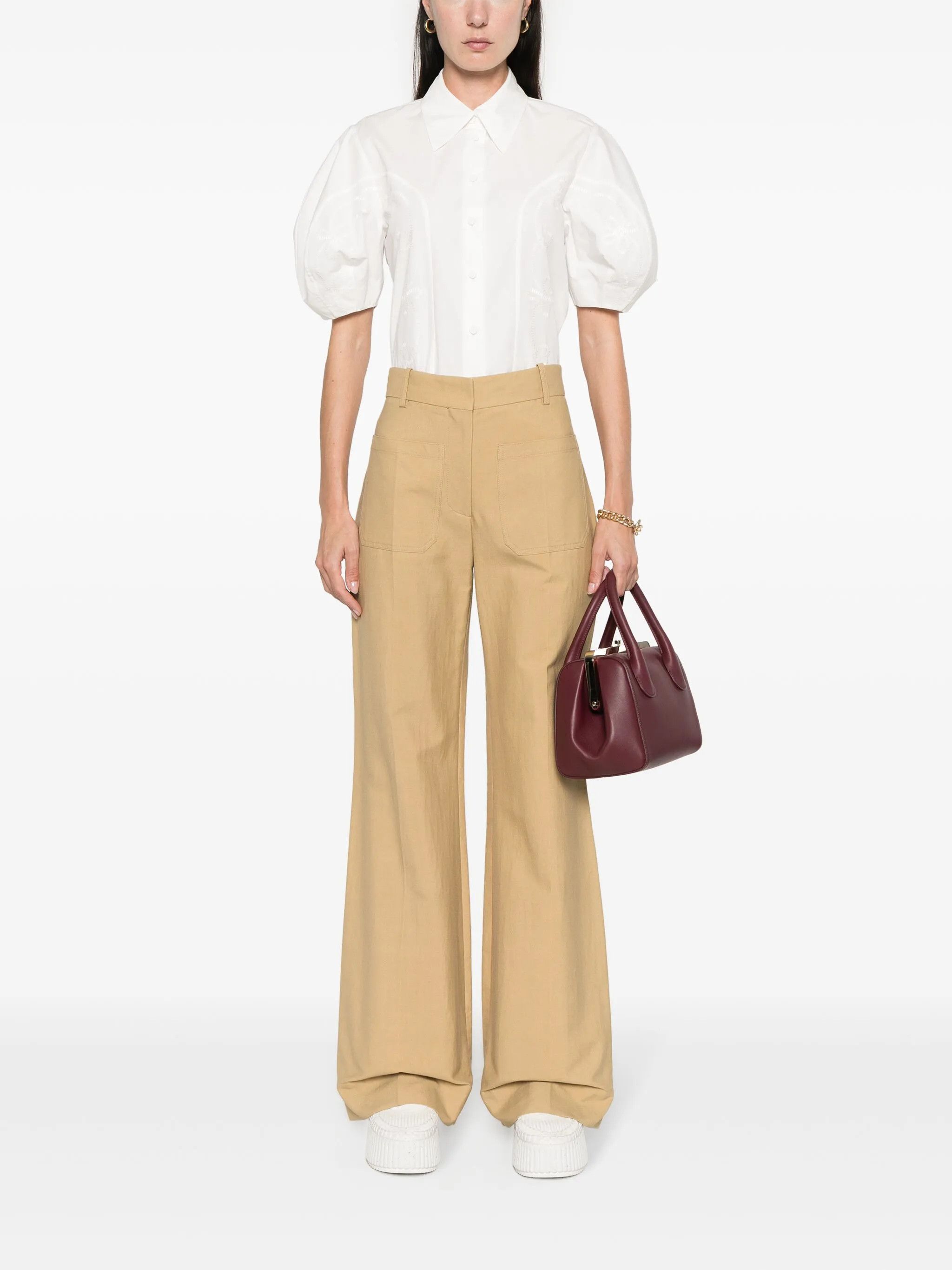 Chloe o1y0825 Short Sleeves Shirt in White Size M / US 6-8 / IT 42-44 - 5 Thumbnail