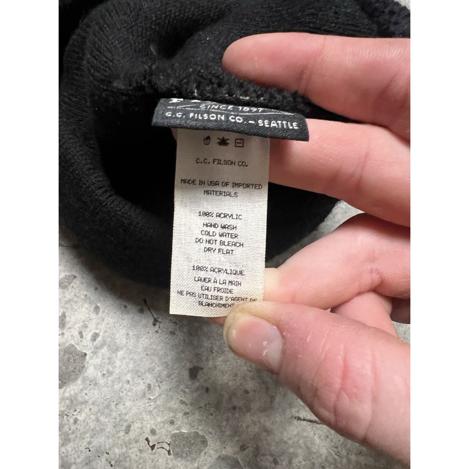 Filson Vintage Filson Spellout Acrylic Beanie Cap Hat Black Size ONE SIZE - 3 Thumbnail
