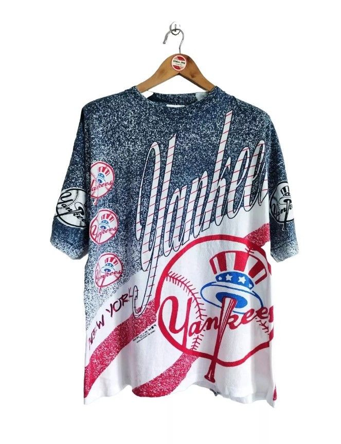 Rare Vintage New York Yankees All over print 1991 T-Shirt
