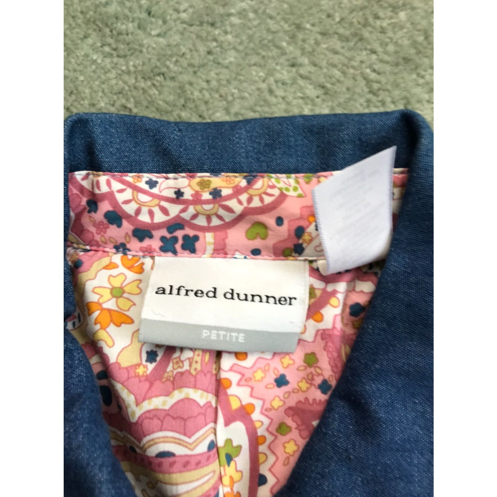 Vintage Alfred Dunner Jacket Women's 6P Petite Blue Jeans Shoulder Pads Coat Mid-Length Zip Cotton Blend Modern Vintage No Size 28" / US 6 / IT 42 - 7 Thumbnail