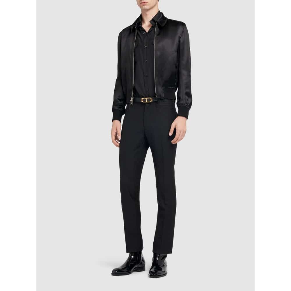 Tom Ford o1loc1c1225 OBS053 Silk Blouson Jacket in Black Size US M / EU 48-50 / 2 - 3 Thumbnail