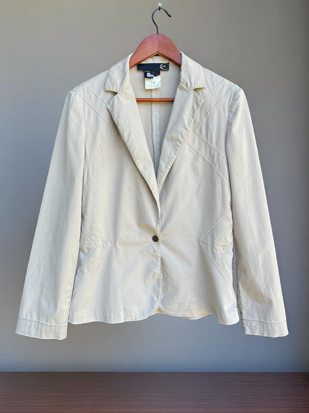 Roberto Cavalli Roberto Just CAVALLI Blazer Beige Cotton 1 Button Jacket Size M / US 6-8 / IT 42-44 - 1 Thumbnail