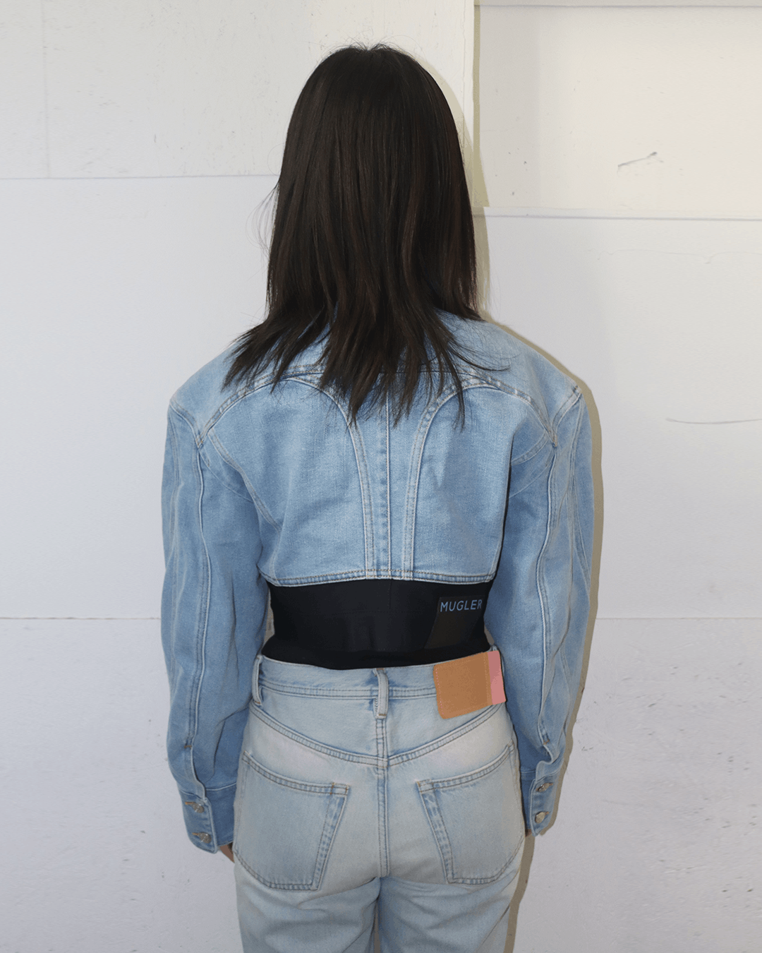 H&M × Mugler Mugler x H&M SS23 Defined-Waist Denim Crop Jacket Size M / US 6-8 / IT 42-44 - 3 Thumbnail