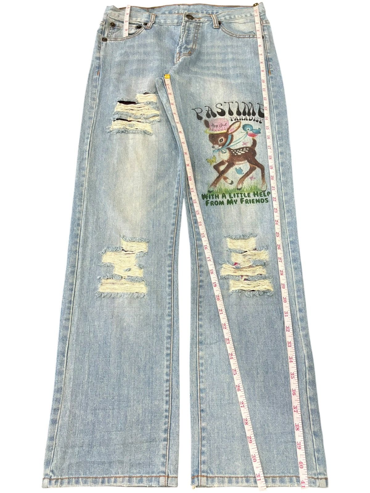 Dsquared2 Vintage Japanese Brand Printed Distress Patch Loose Jeans Size 31" - 8 Thumbnail