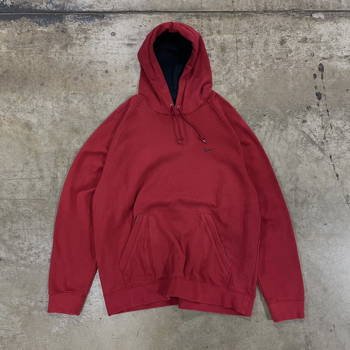 Nike × Vintage Crazy vintage 90s Nike swoosh essential red hoodie Size US L / EU 52-54 / 3 - 1 Thumbnail