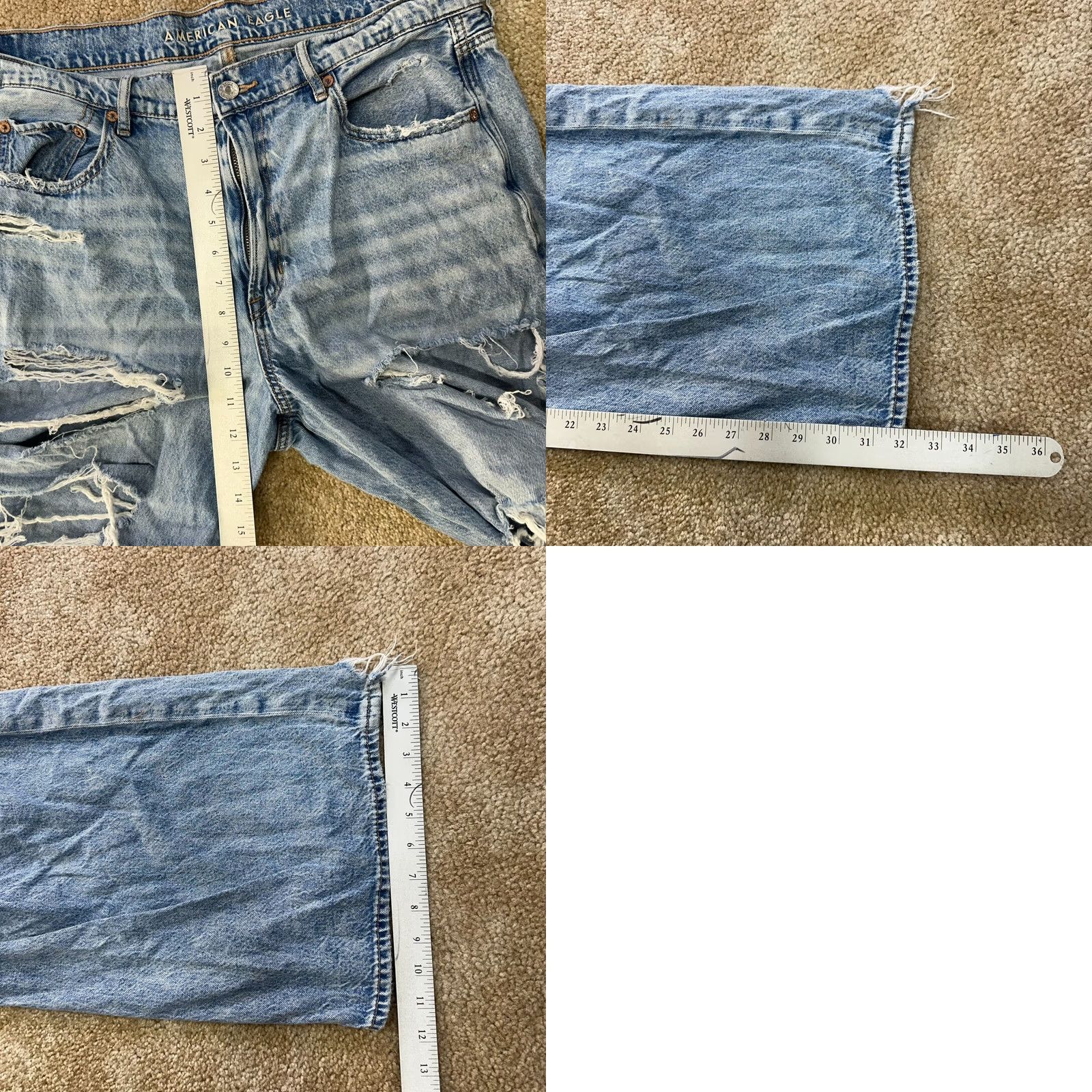 American Eagle Outfitters American Eagle Jeans Women 14 Blue Denim Super High Baggy Wide Leg ripped Size 36" / US 14 / IT 50 - 9 Thumbnail