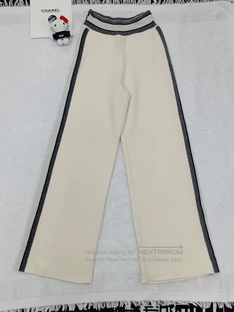 Dior Dior Beige striped logo jacquared wool trousers Size 24" / US 00 / IT 34 - 2 Thumbnail