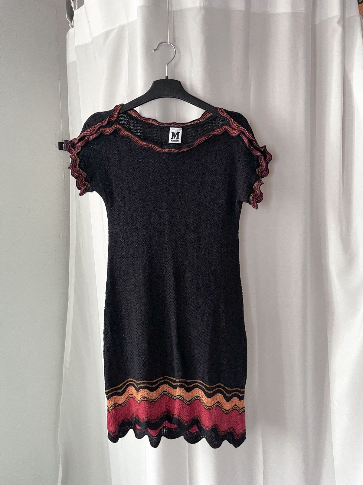 Missoni Missoni Black Pattered Knit Short Sleeve Dress Size M / US 6-8 / IT 42-44 - 4 Thumbnail