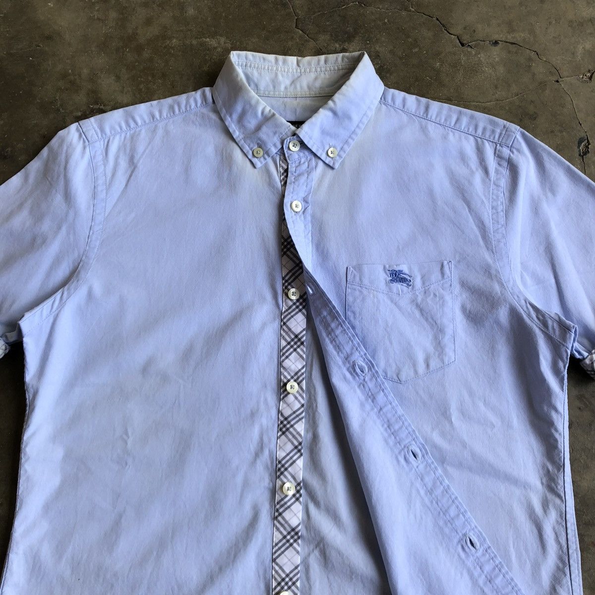 Burberry Vintage Burberry Black Label Pocket Logo Shirt Blue Luxury Size US M / EU 48-50 / 2 - 10 Thumbnail