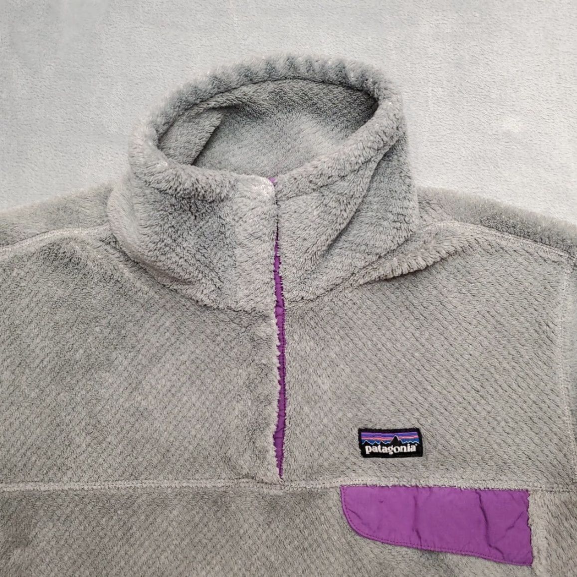 Patagonia VINTAGE Patagonia Re-Tool Snap-T Pullover Sweater Women L Gray Purple 1/4 Zip Fleece Size L / US 10 / IT 46 - 3 Thumbnail