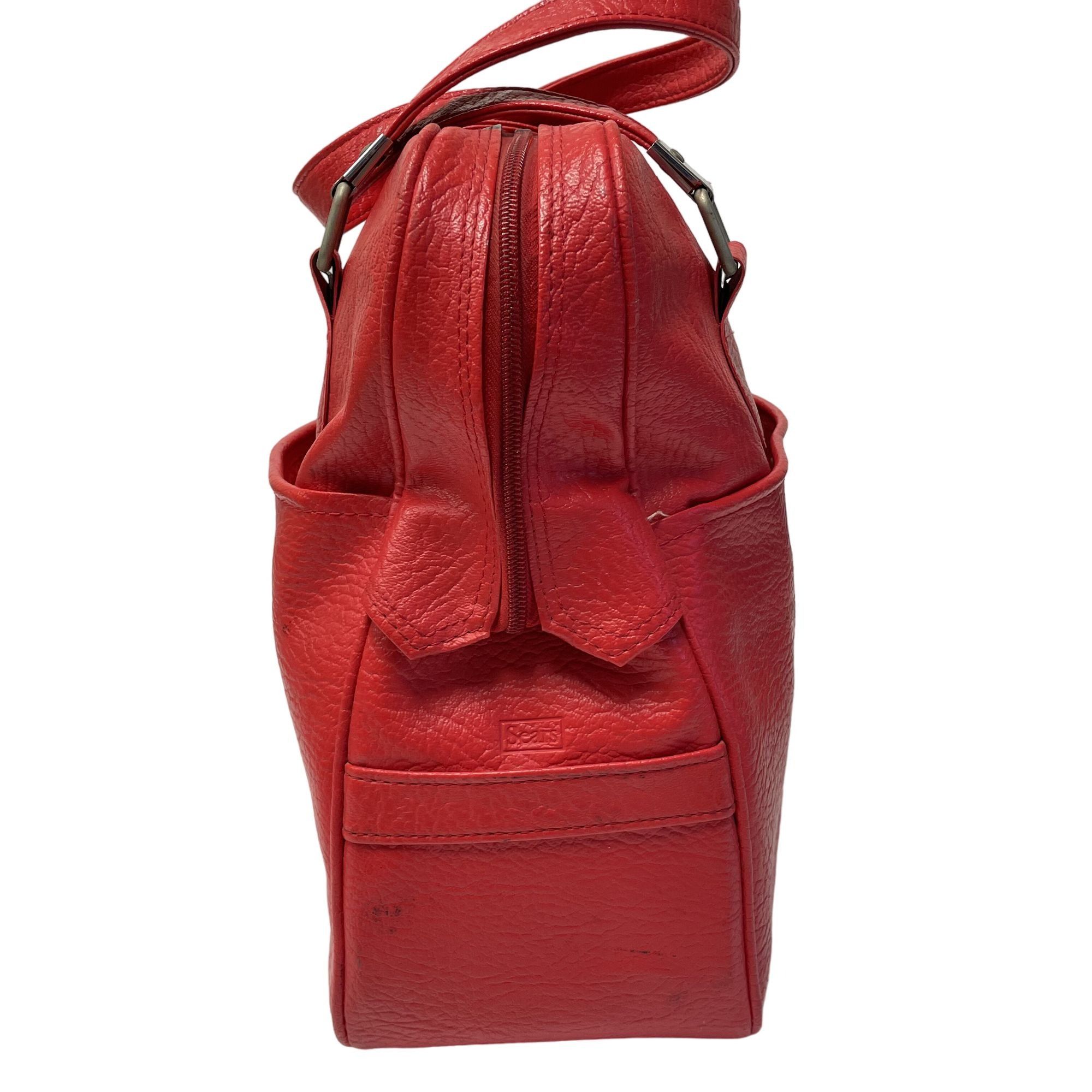 Sears Vtg SEARS Red ESCORT Carry On Tote Overnight Luggage bag Size ONE SIZE - 5 Thumbnail