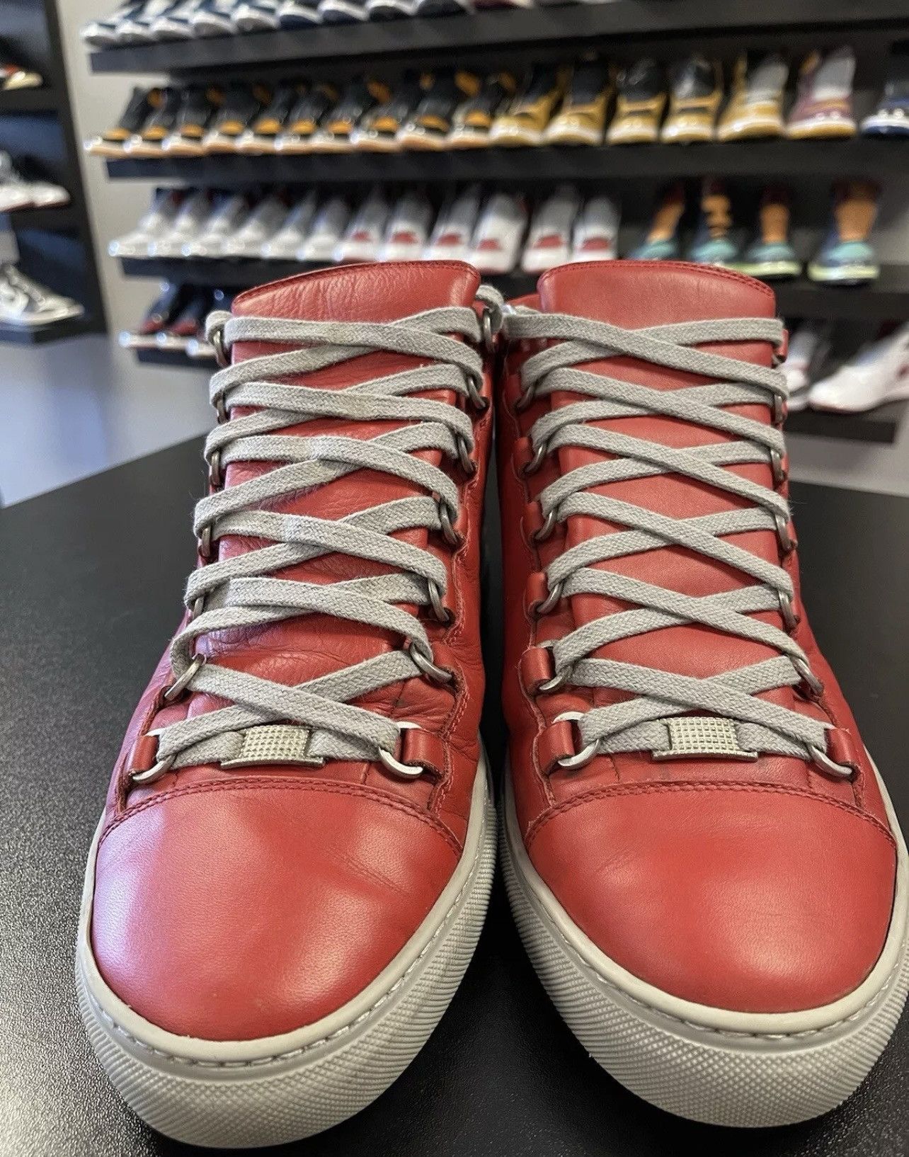 Size 9US/42EU Balenciaga Arena Red High Top Men Sneakers