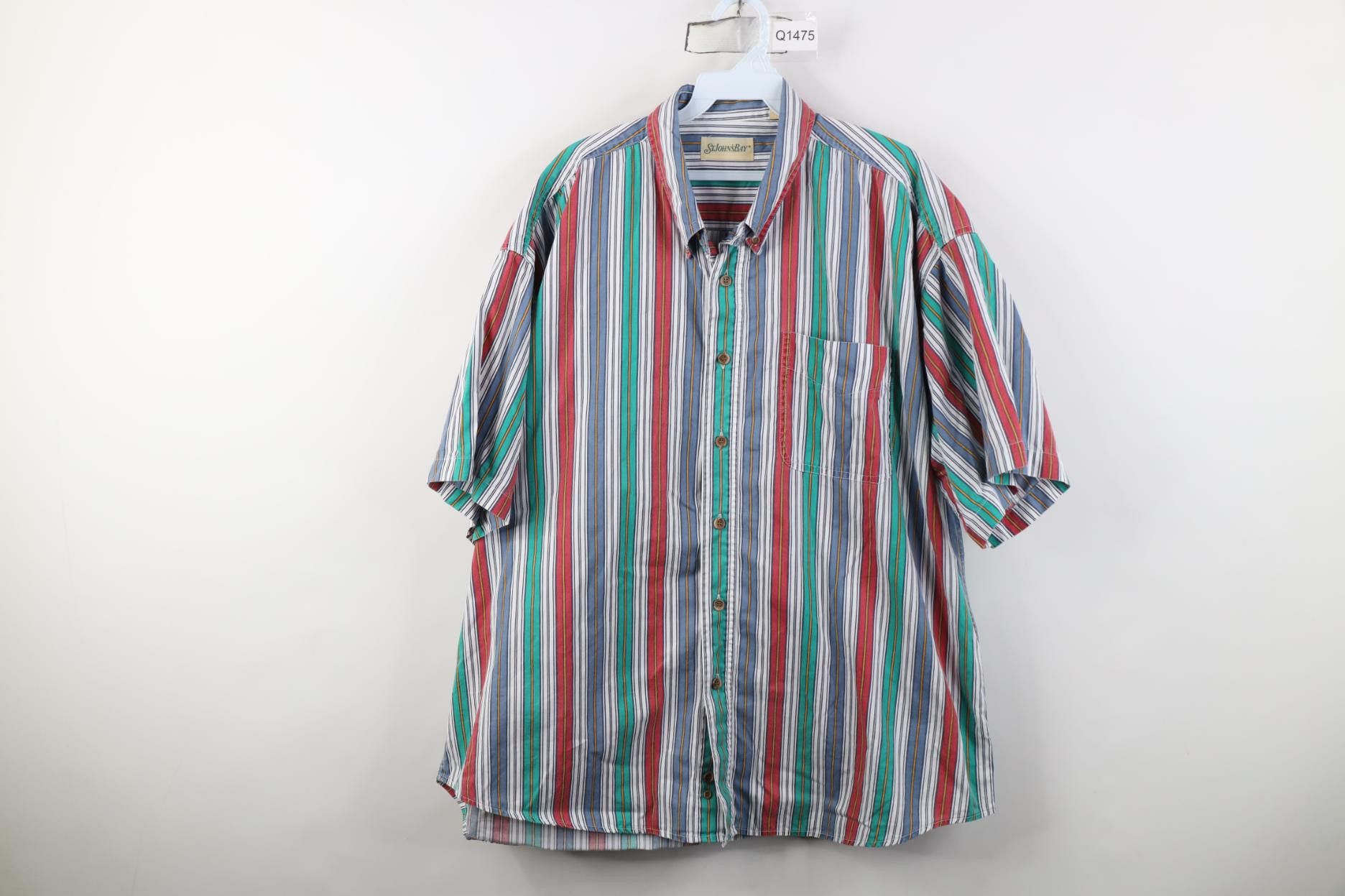 Vintage Vintage 90s Streetwear Fit Rainbow Striped Button Down Shirt Size US XL / EU 56 / 4 - 1 Thumbnail