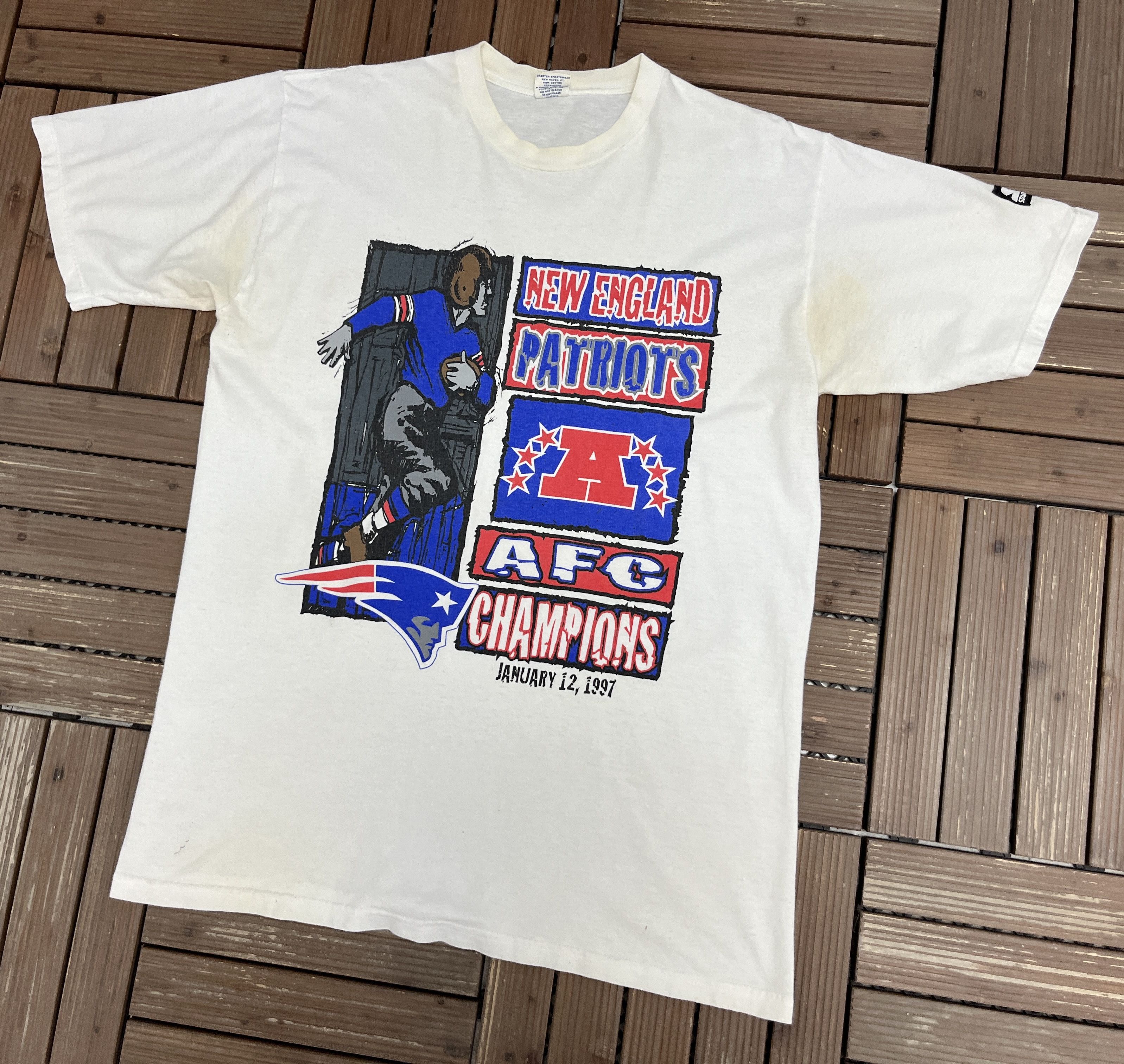 Starter × Vintage New England Patriots AFC Champions Vintage T-Shirt Tee Size US L / EU 52-54 / 3 - 3 Thumbnail