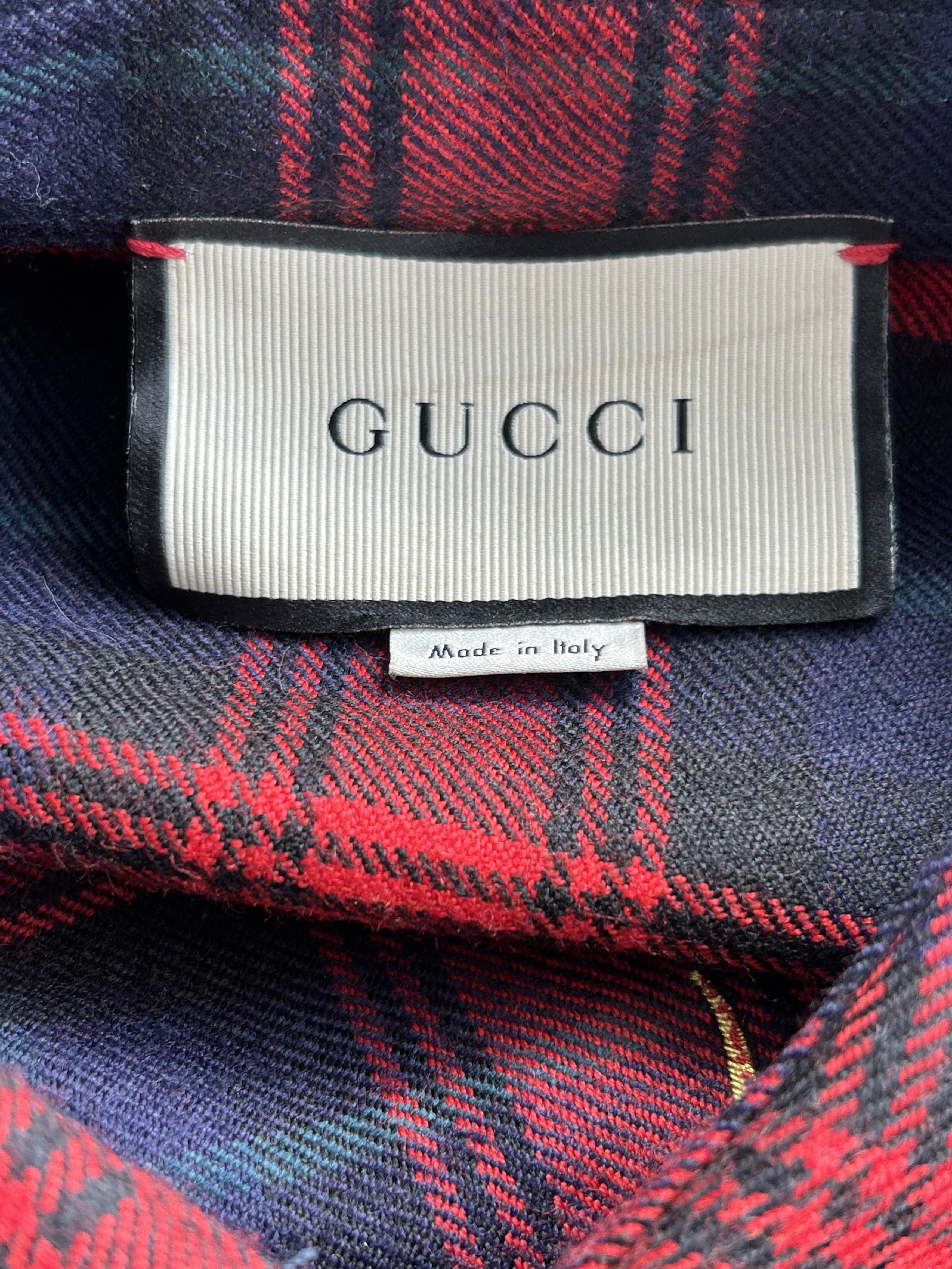 Gucci Gucci Red & Navy Plaid Dragon Embroidered Flannel Shirt Size US XXL / EU 58 / 5 - 3 Thumbnail