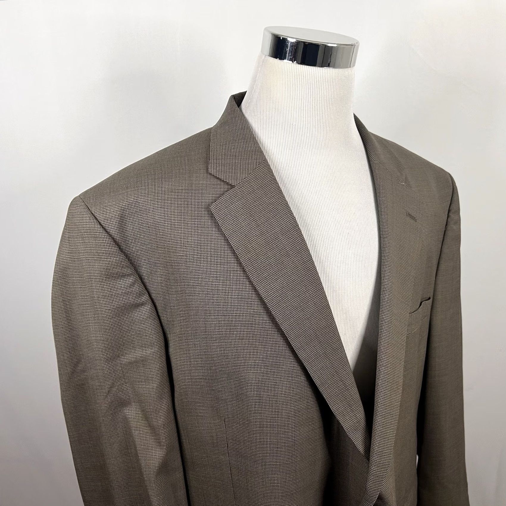 Jos. A. Bank Jos A Bank 50R Sport Coat 100% Wool Beige Houndstooth Two-Button Lined Vented Men Sport Coat Size US M / EU 48-50 / 2 - 2 Thumbnail