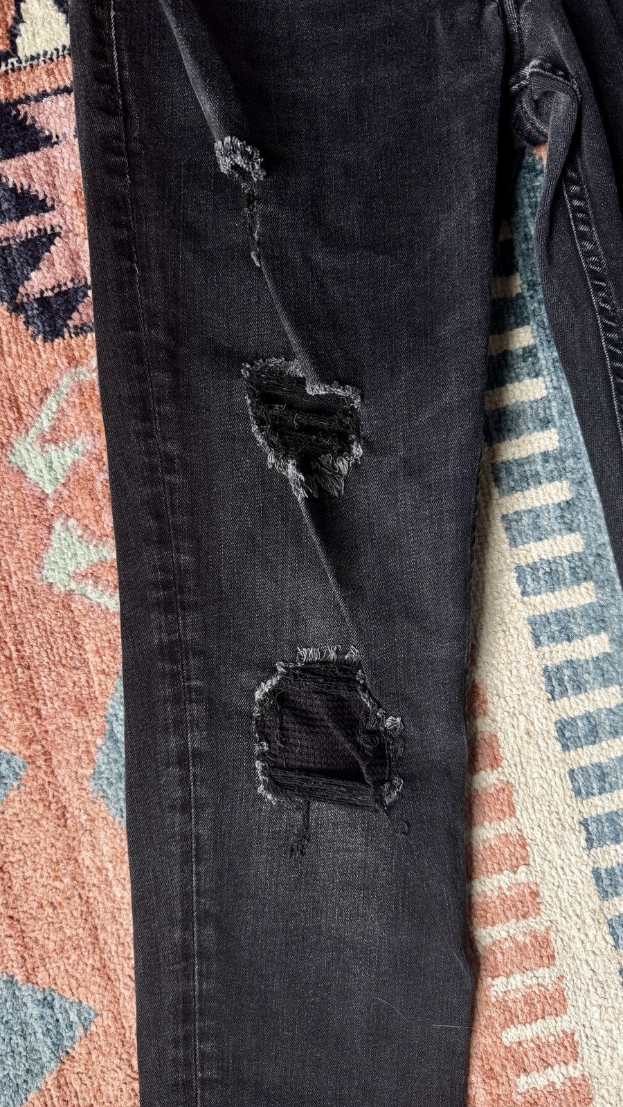 Hudson Ripped Zack Skinny Jeans (Black) Size US 31 - 3 Thumbnail