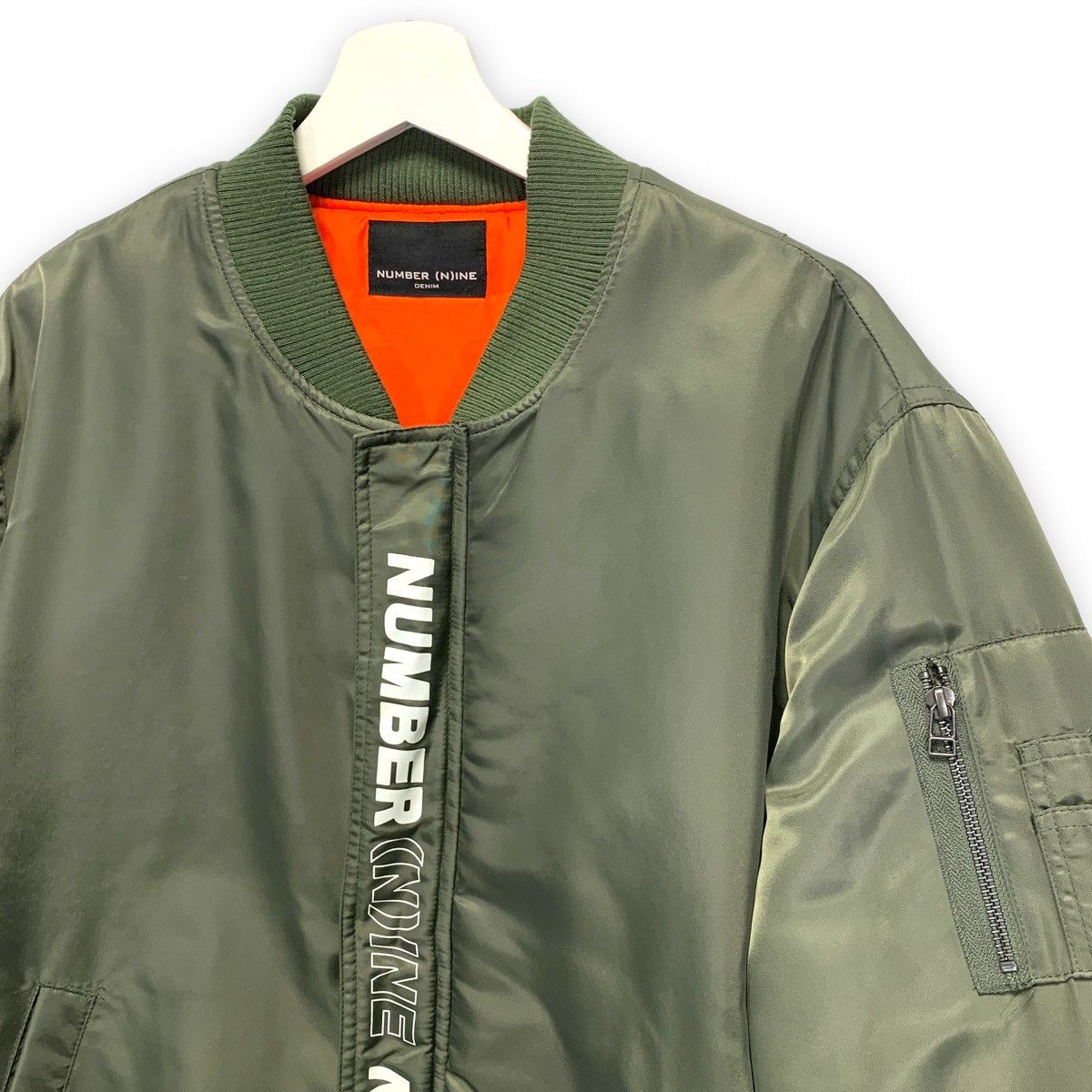 Number (N)ine NUMBER NINE LOGO MA-1 BOMBER JACKET OLIVE | Grailed