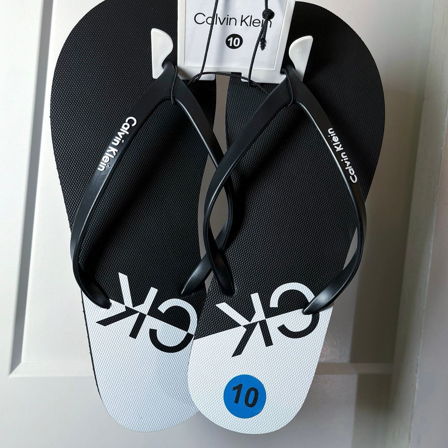 Calvin Klein •NEW• Calvin Klein CK Men’s Flip Flops in Black & White Size US 10 / EU 43 - 1 Thumbnail