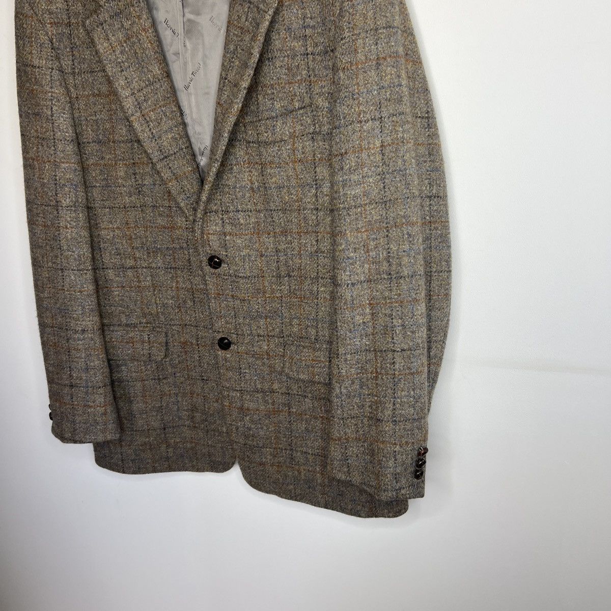 Harris Tweed Vtg Harris Tweed Brown Beige Coat WOOL Jacket Blazer 44 R Size 44R - 2 Thumbnail
