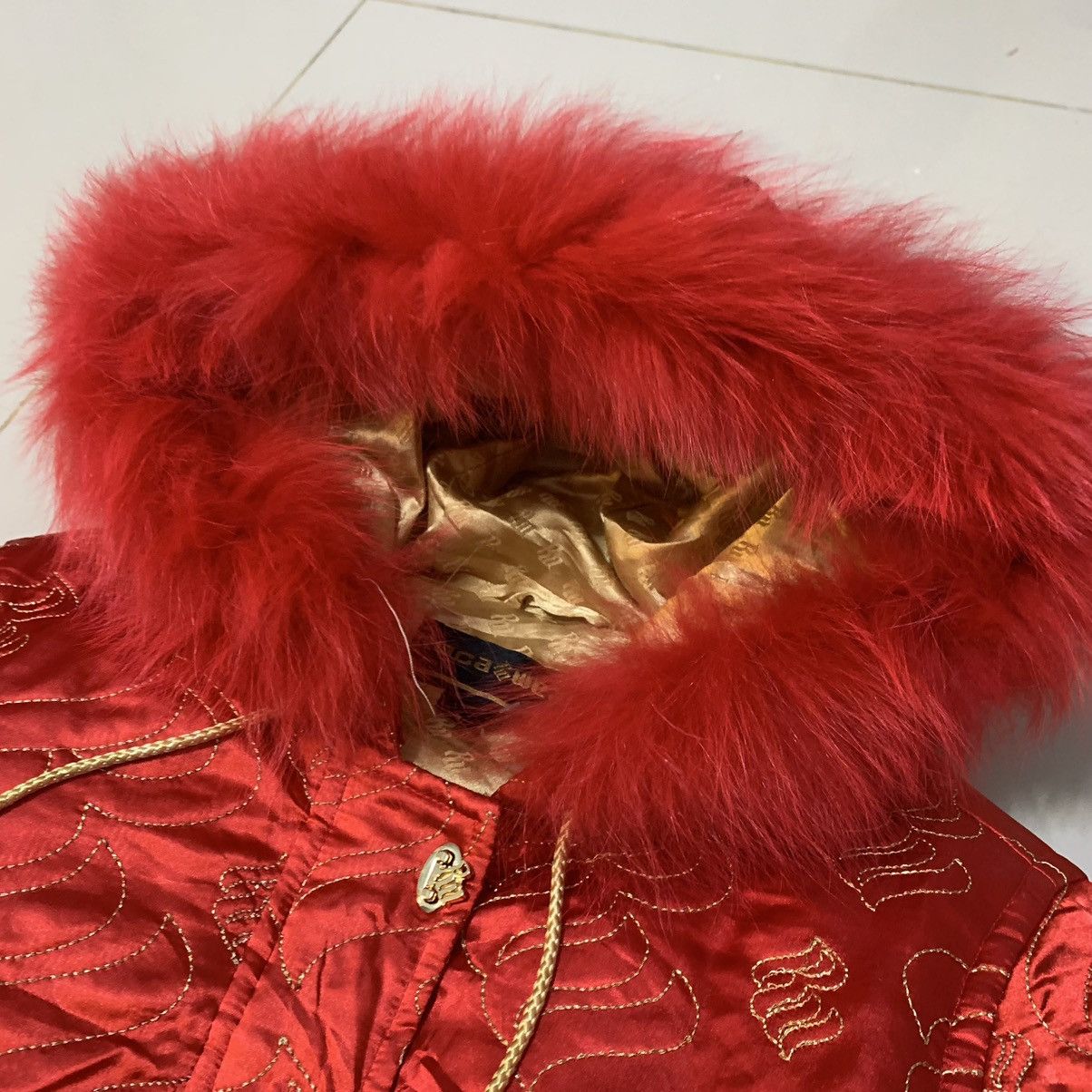 Rocawear Vtg Y2K Rocawear Jacket Embroidered Red Down Cropped Fur Size S / US 4 / IT 40 - 2 Thumbnail