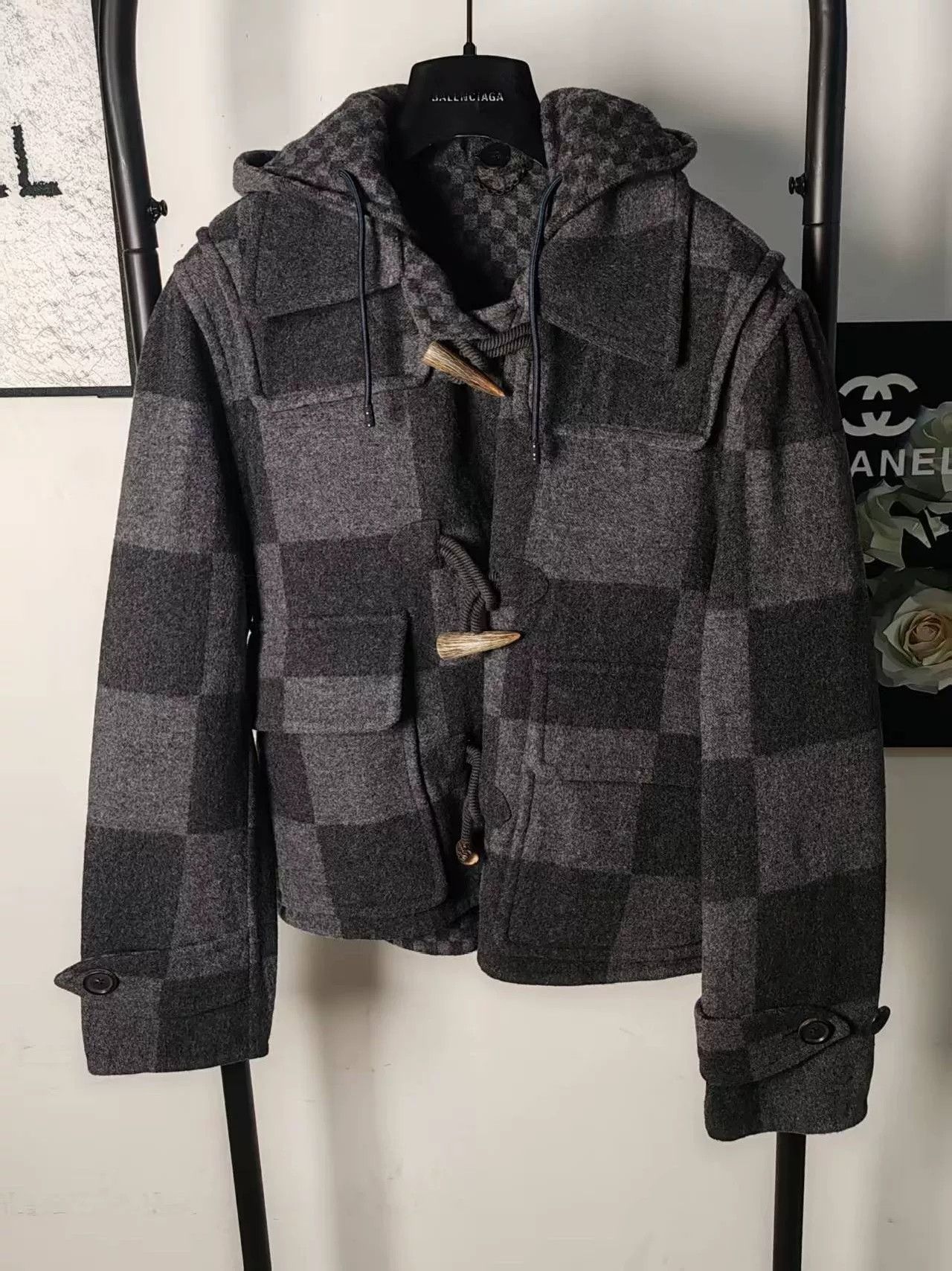 Genuine LV Chessboard Wool Coat