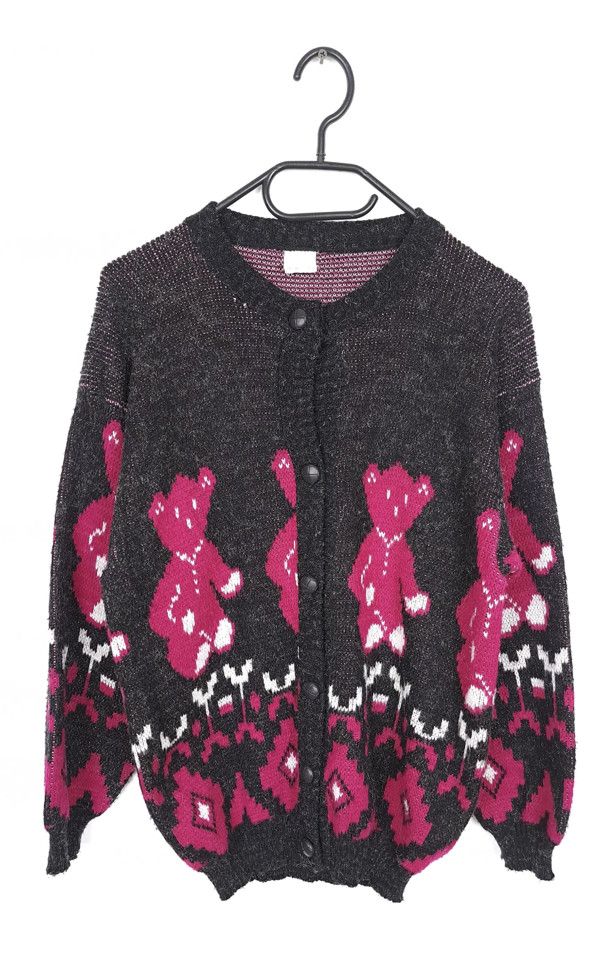 Vintage 💎 Y2K Vintage Abstract Print Knitted Cardigan Sweater Size US L / EU 52-54 / 3 - 1 Thumbnail
