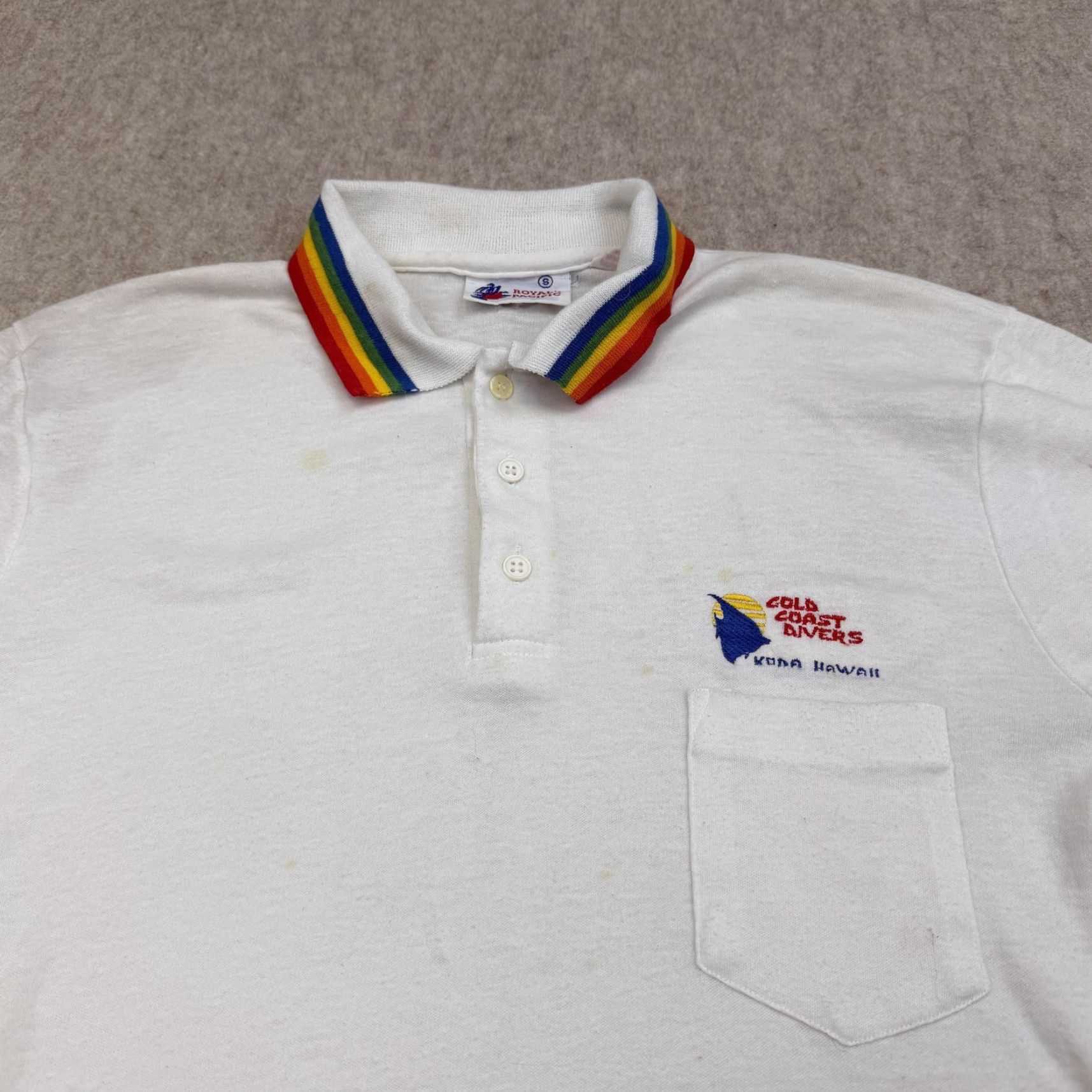 Vintage VINTAGE Royal Pacific Polo Shirt Mens Small White 80s Kona Hawaii Gold Coast Divers Shirt Polo Mens Small White 80s Size US S / EU 44-46 / 1 - 2 Thumbnail
