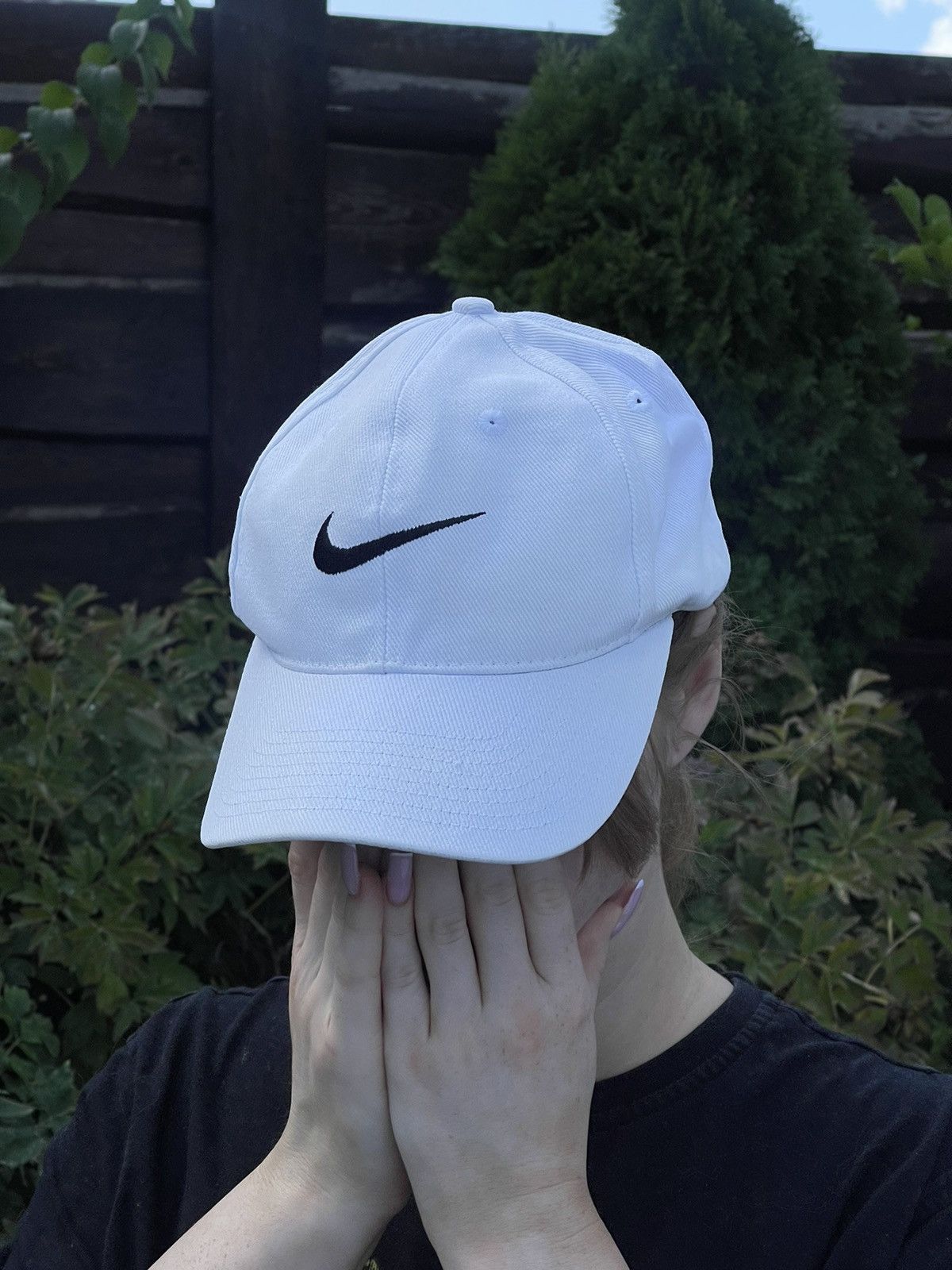 Nike × Vintage 90’s Nike Vintage white cap embroidered black logo Size ONE SIZE - 12 Thumbnail