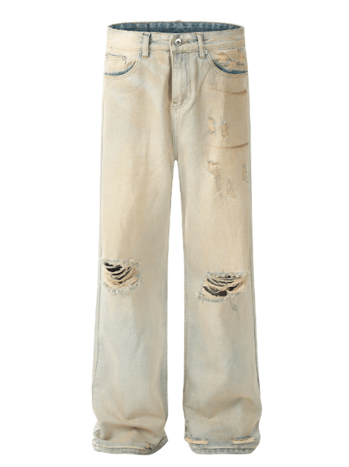 Japanese Brand × Jean Men's washed distressed loose washed ripped jeans Size US 32 / EU 48 - 4 Thumbnail