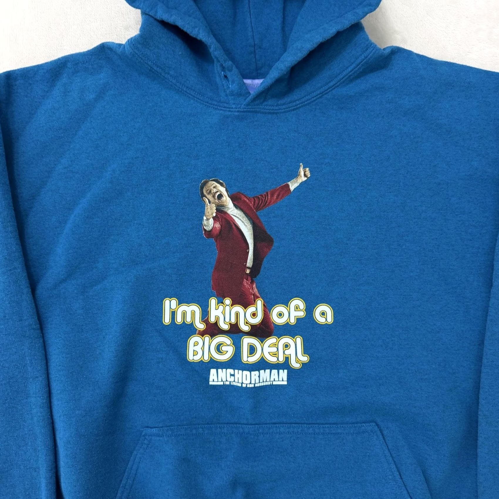 Vintage Anchorman Hoodie Mens XL Blue Ron Burgundy Graphic Print Fleece Pullover Sweatshirt Size US XL / EU 56 / 4 - 3 Thumbnail