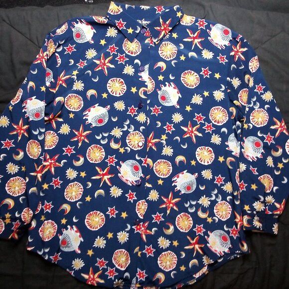 Vintage Vintage Sun Moon Stars Outer Space Polyester Disco Shirt Size US XL / EU 56 / 4 - 2 Thumbnail