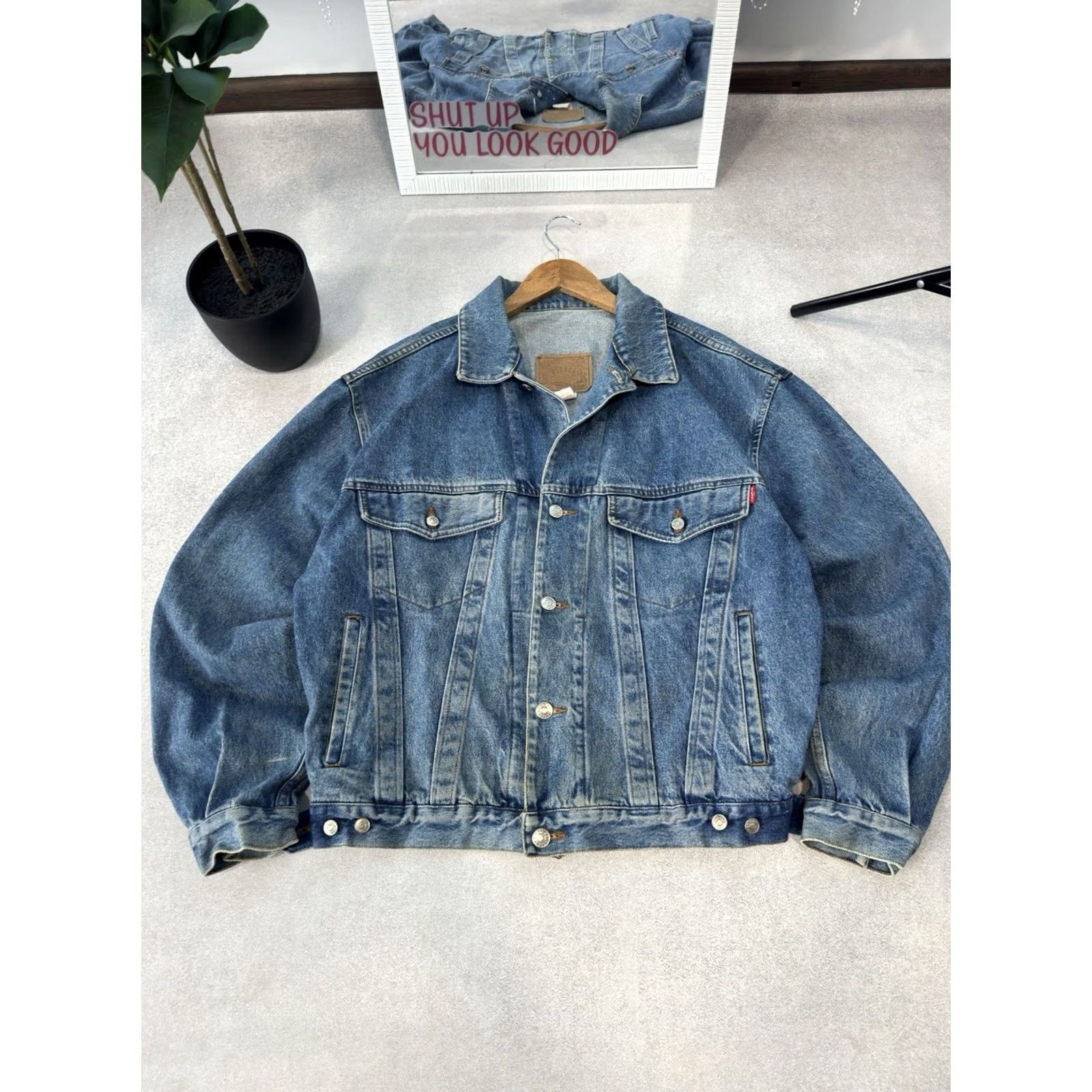 Diesel VINTAGE Diesel 90s Box Fit Button Up Denim Jacket Men M Blue Denim Jacket Bomber Style Regular Fit Casual Mens Size US 31 - 4 Thumbnail