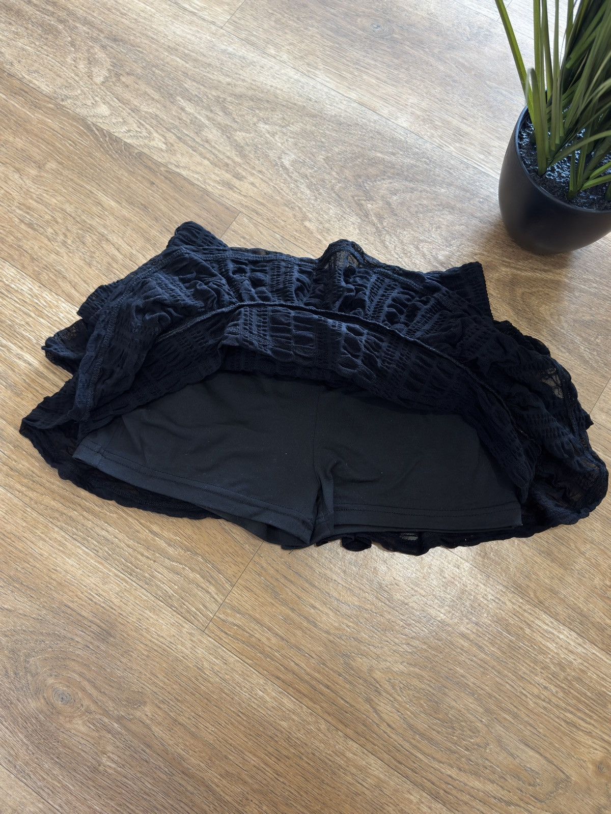 Vintage LACE RUCHES BOW Y2K MINI SHORTS SKIRT Size 25" / US 0 / IT 36 - 4 Thumbnail