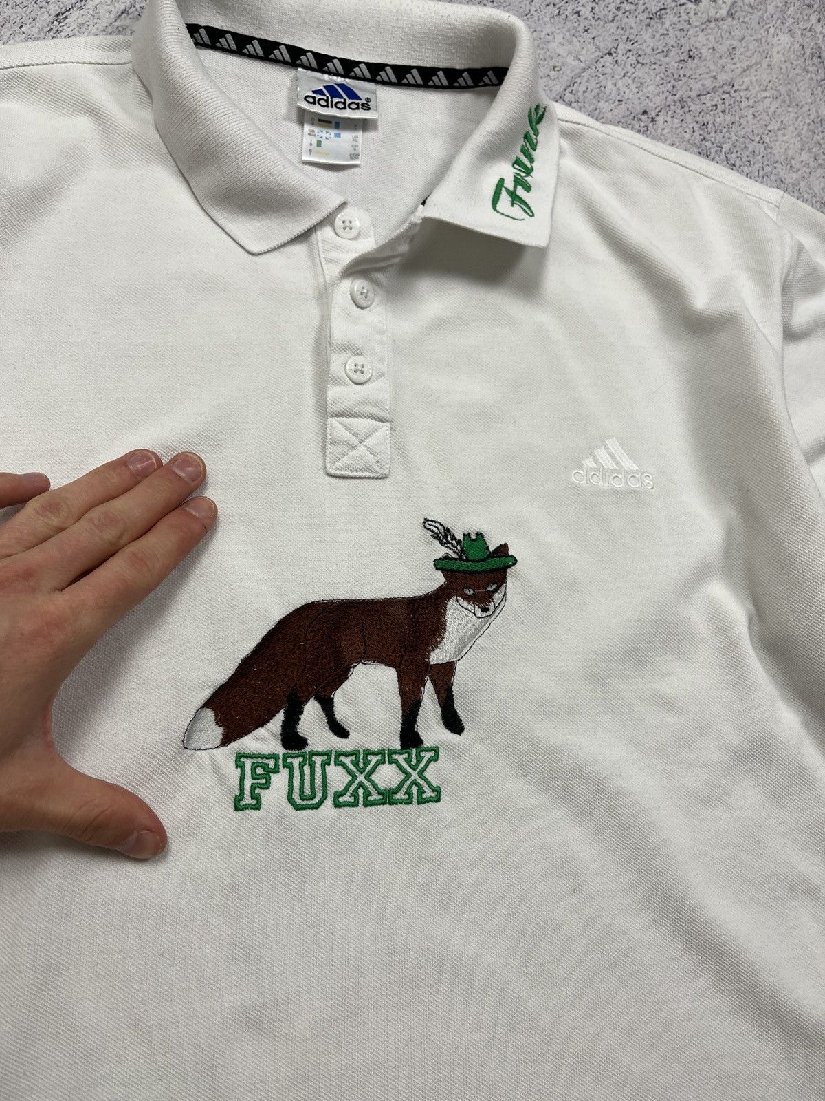 Adidas × Vintage Vintage Adidas Polo Shirt Fox Big Logo Animal Outdoor Rare Size US XL / EU 56 / 4 - 8 Thumbnail