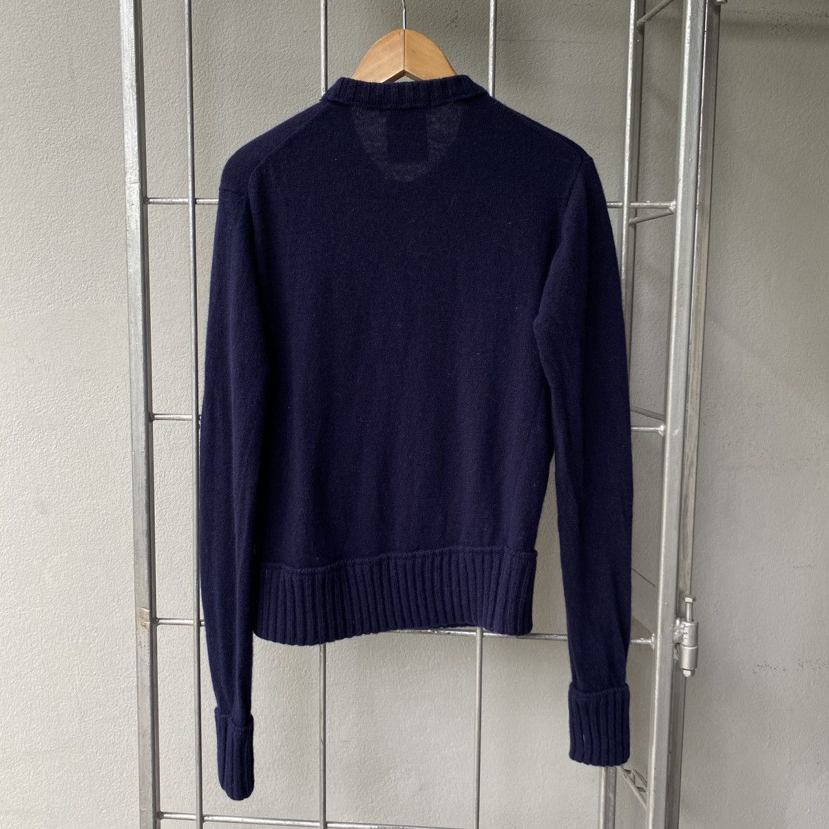 Japanese Brand A/T Navy Blue Sweater with Plaid Ruffle Front Size S / US 4 / IT 40 - 5 Thumbnail