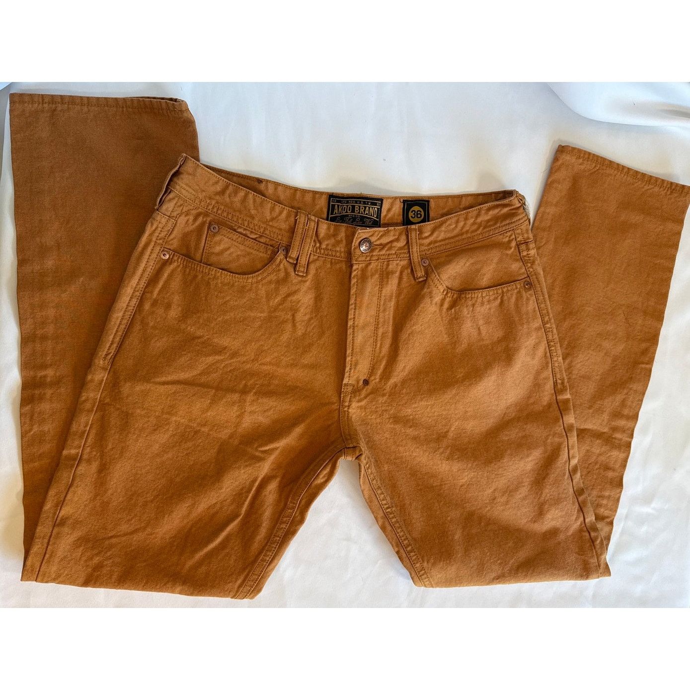 AKOO Akoo Tan Straight Leg Denim Pants 36x33 NWOT Streetwear Size US 36 / EU 52 - 7 Thumbnail