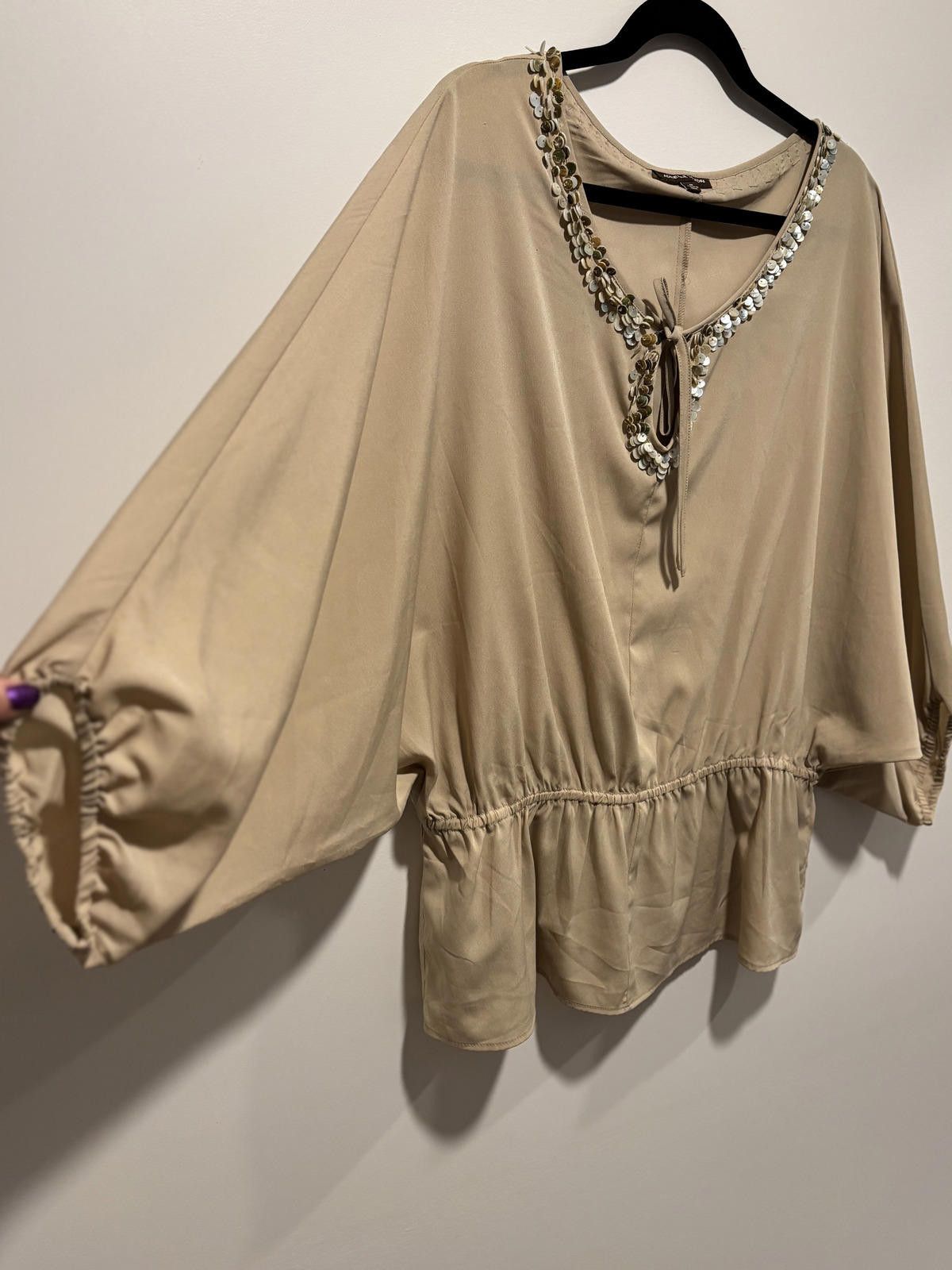 Other Adrienne Vittadini Beige Sequin Embellished Blouse Size M / US 6-8 / IT 42-44 - 4 Thumbnail